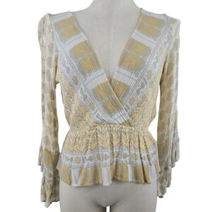 Free People Rosalie Bell Sleeve Top in Antique Combo Size Small Soft Girl